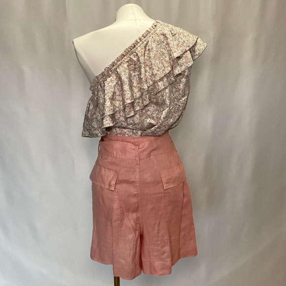 6. Lauren by Ralph Lauren Coral Linen Shorts NWT Size 16 - Picture 4 of 8